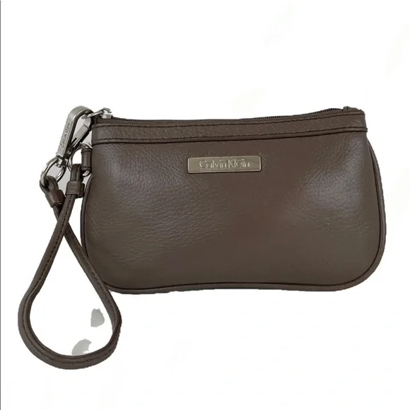 Calvin Klein Taupe Leather Wristlet - Picture 4 of 7